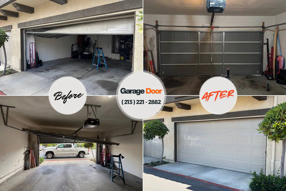 Before and after: garage door repair Cortland West, NY
